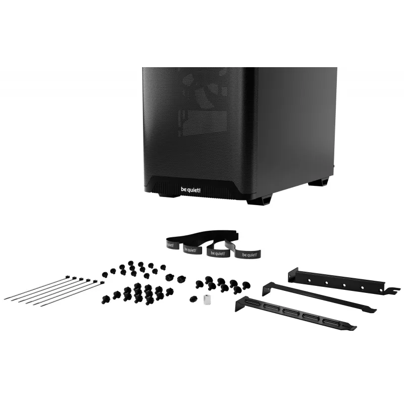 PC korpusas bequiet! PURE BASE 501 Airflow Window MIDI Tower — ATX, grūdintas stiklas, 3x140/240mm palaikymas, 2x3,5 colio + 5x2,5 colio, USB-A x2, USB-C x1