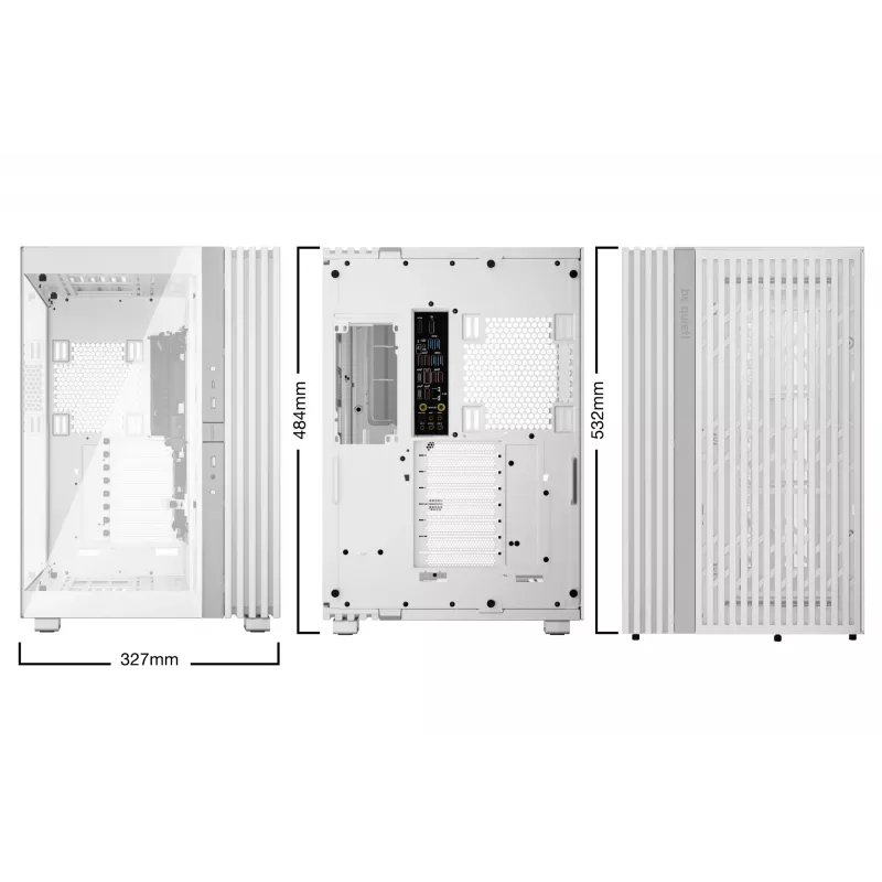 PC korpusas be quiet! LIGHT BASE 900 DX White Full Tower — ATX/EATX palaikymas, stiklinis šonas, kelių spalvų RGB, maks. GPU 495 mm, procesoriaus aušintuvo aukštis 190 mm