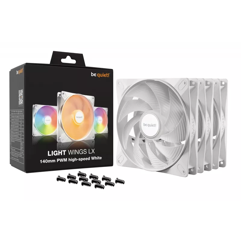 be quiet! LIGHT WINGS LX 140mm PWM High Speed 3-Pack White kompiuterio korpuso ventiliatorius 14 cm 3 vnt.
