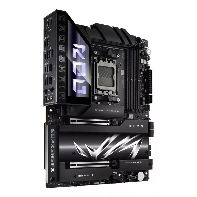 Pagrindinė plokštė ASUS ROG CROSSHAIR X870E HERO — AMD X870E, lizdas AM5, ATX, 4× DDR5 DIMM, 192 GB, Wi‑Fi 7, Bluetooth 5.4
