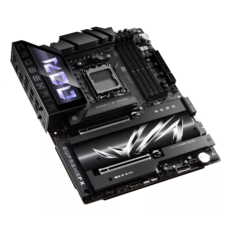 Pagrindinė plokštė ASUS ROG CROSSHAIR X870E HERO — AMD X870E, lizdas AM5, ATX, 4× DDR5 DIMM, 192 GB, Wi‑Fi 7, Bluetooth 5.4