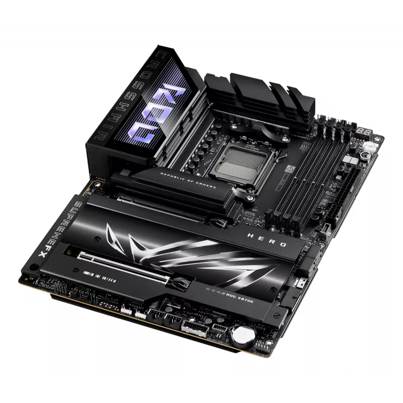 Pagrindinė plokštė ASUS ROG CROSSHAIR X870E HERO — AMD X870E, lizdas AM5, ATX, 4× DDR5 DIMM, 192 GB, Wi‑Fi 7, Bluetooth 5.4