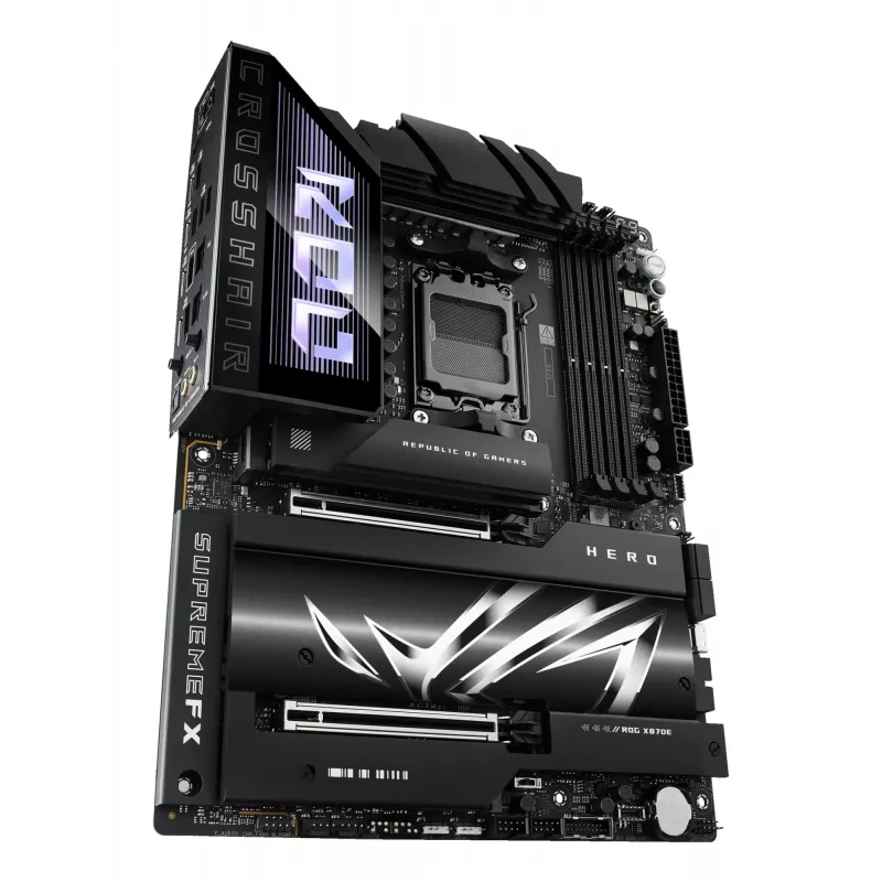 Pagrindinė plokštė ASUS ROG CROSSHAIR X870E HERO — AMD X870E, lizdas AM5, ATX, 4× DDR5 DIMM, 192 GB, Wi‑Fi 7, Bluetooth 5.4