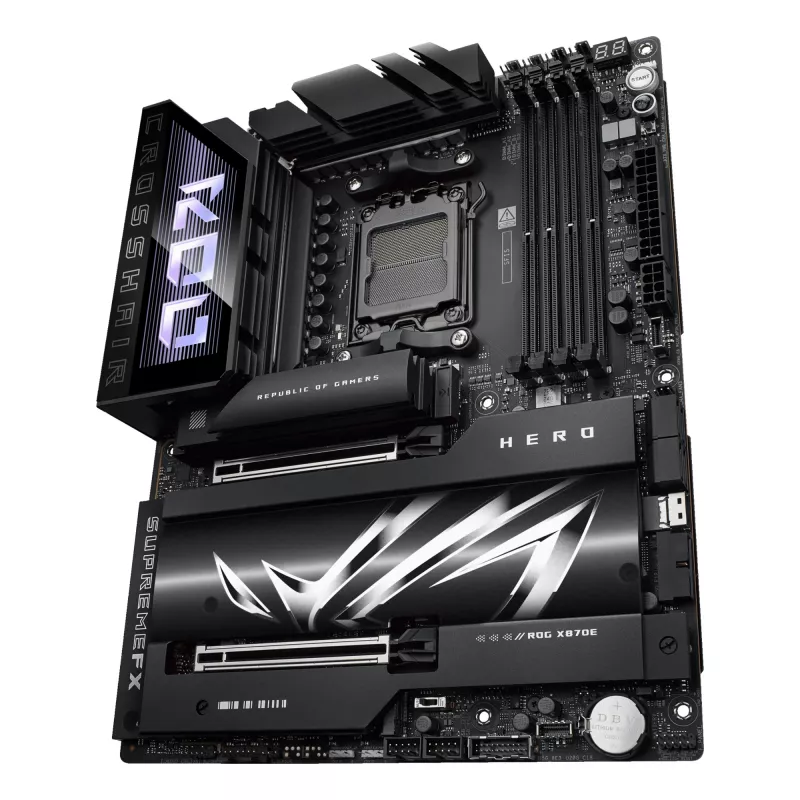 Pagrindinė plokštė ASUS ROG CROSSHAIR X870E HERO — AMD X870E, lizdas AM5, ATX, 4× DDR5 DIMM, 192 GB, Wi‑Fi 7, Bluetooth 5.4