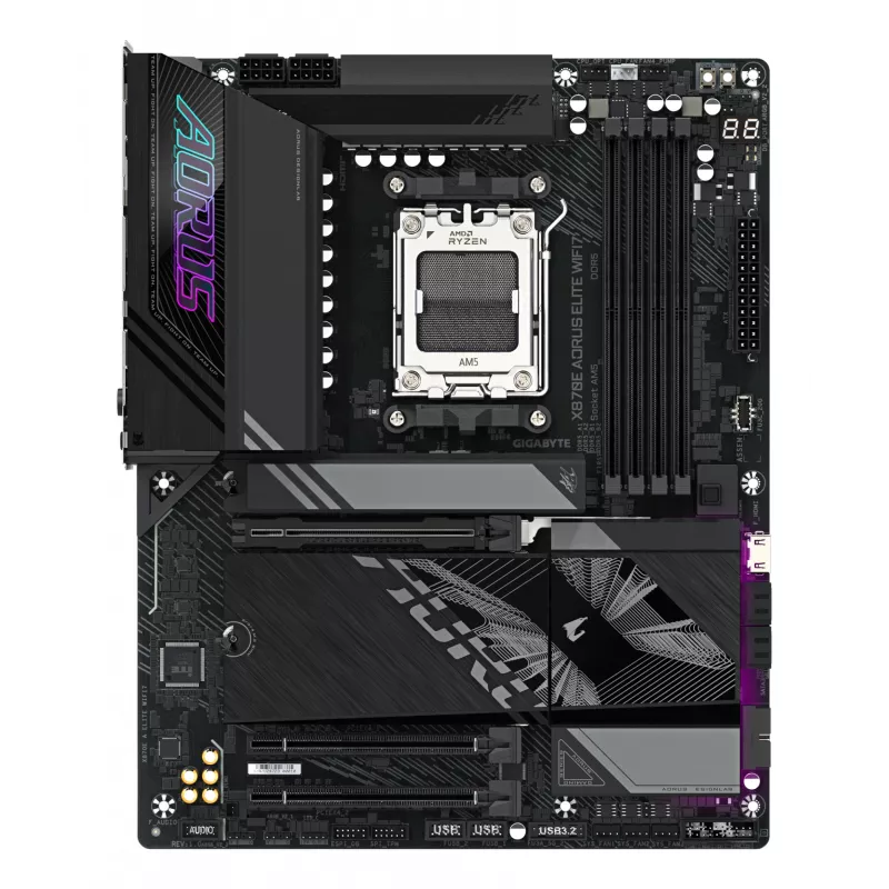 Motininė plokštė GIGABYTE X870E AORUS ELITE WIFI7 ATX, AMD X870E, Socket AM5, DDR5, 4x DIMM, Wi‑Fi 7, 2.5Gb LAN