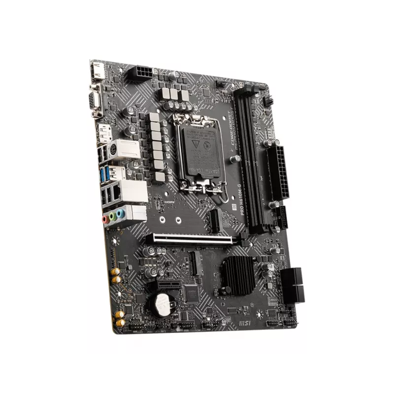 Pagrindinė plokštė MSI PRO H610M-G — Intel H610, LGA 1700, micro ATX, DDR5, 2 DIMM, iki 96 GB, M.2, SATA III, HDMI 2.1, DisplayPort 1.4