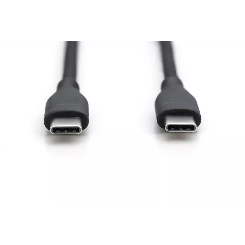 DIGITUS USB-C silikoninis įkrovimo laidas USB-C - USB-C USB 2.0 60W - 1m juodas