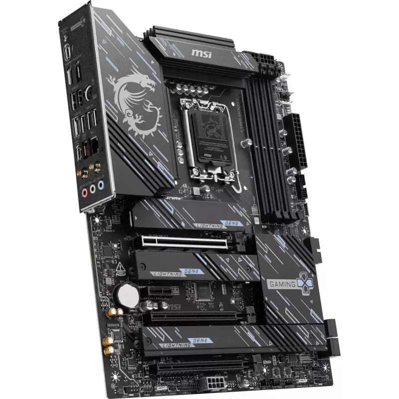 Pagrindinė plokštė MSI Z890 GAMING PLUS WIFI — Intel Z890, LGA 1851, ATX, DDR5, 4x DIMM, Wi‑Fi 7, 5Gb LAN, 4x M.2