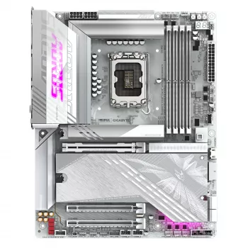 GIGABYTE Z890 AORUS ELITE X ICE pagrindinė plokštė - palaiko Intel Core Ultra (2 serijos) procesorius, 16+1+2 fazių VRM, iki 9500MHz DDR5 (OC), 1xPCIe 5.0 + 4xPCIe 4.0, Wi-Fi 7, 2,5 GbE LAN, Thunderbolt 4