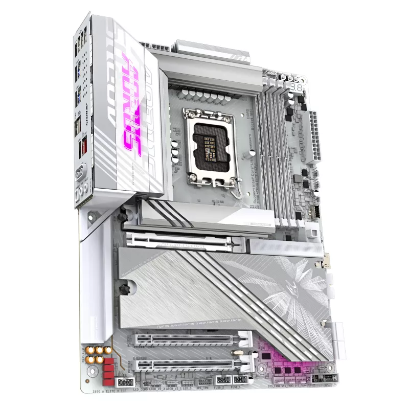 GIGABYTE Z890 AORUS ELITE X ICE pagrindinė plokštė - palaiko Intel Core Ultra (2 serijos) procesorius, 16+1+2 fazių VRM, iki 9500MHz DDR5 (OC), 1xPCIe 5.0 + 4xPCIe 4.0, Wi-Fi 7, 2,5 GbE LAN, Thunderbolt 4