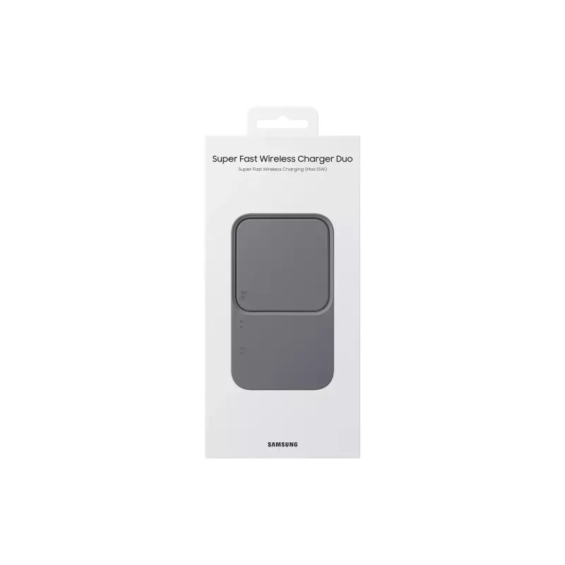 Belaidis įkroviklis Samsung EP-P5400, 15 W, pilka, USB vidaus įkroviklis, suderinamas su ausinėmis, išmaniaisiais telefonais ir išmaniaisiais laikrodžiais