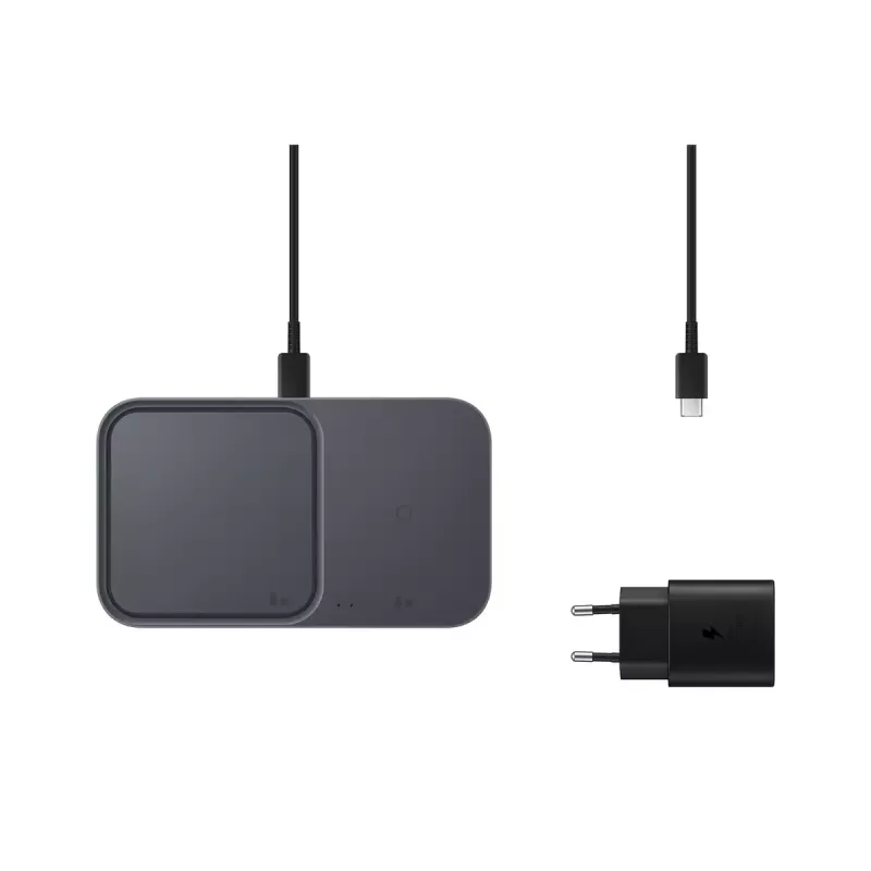 Belaidis įkroviklis Samsung EP-P5400, 15 W, pilka, USB vidaus įkroviklis, suderinamas su ausinėmis, išmaniaisiais telefonais ir išmaniaisiais laikrodžiais