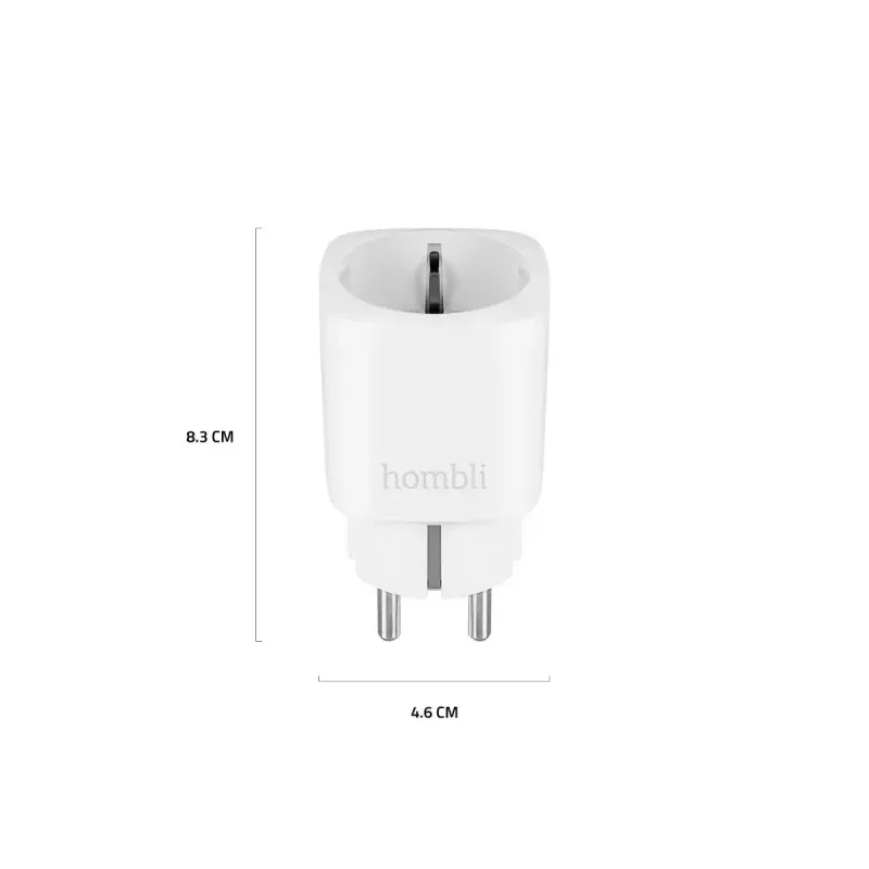 Išmanusis kištukas Hombli Smart Socket EU, Avanca International BV – Wi‑Fi, 220–250 V, 50–60 Hz, maks. 3540 W, patalpų, baltas, plastikinis, 46×46×84 mm