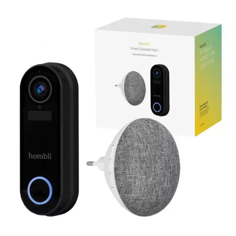 Išmanusis durų skambutis Hombli rinkinys juodas baltas IP65 belaidis 1080p