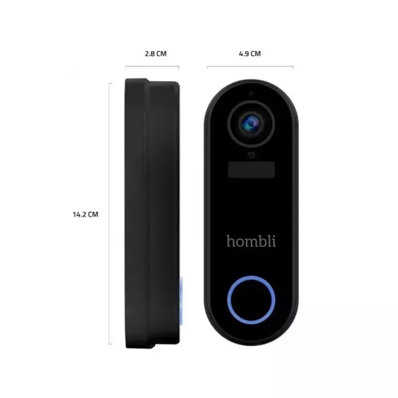 Išmanusis durų skambutis Hombli rinkinys juodas baltas IP65 belaidis 1080p