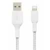BELKIN Lightning į USB-A kabelis, pintas, 2 m, baltas