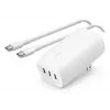 BELKIN Sieninis įkroviklis - Boostcharge - USB-C 3 prievadų įkroviklis - Su PPS 67 W - Baltas
