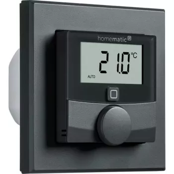 Sieninis termostatas HomeMatic HmIP-BWTH-A Antracitas 230V — kambario temperatūros valdiklis, maitinamas iš tinklo
