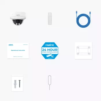 IP apsaugos kamera Reolink P437 4K kupolas, 8 MP 3840x2160, 5x optinis priartinimas, PoE (IEEE 802.3af), IK10, IP67, MicroSD palaikymas iki 256 GB