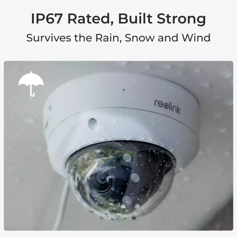 IP apsaugos kamera Reolink P437 4K kupolas, 8 MP 3840x2160, 5x optinis priartinimas, PoE (IEEE 802.3af), IK10, IP67, MicroSD palaikymas iki 256 GB