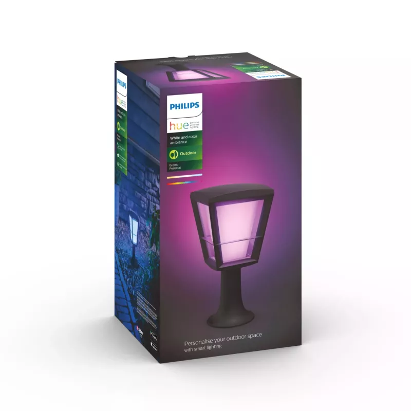 Philips Hue White and colour ambience Econic lauko šviestuvas ant stulpelio