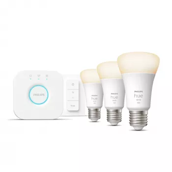 Philips Hue White pradinis rinkinys: 3 E27 išmaniosios lemputės (1100) + reguliatorius