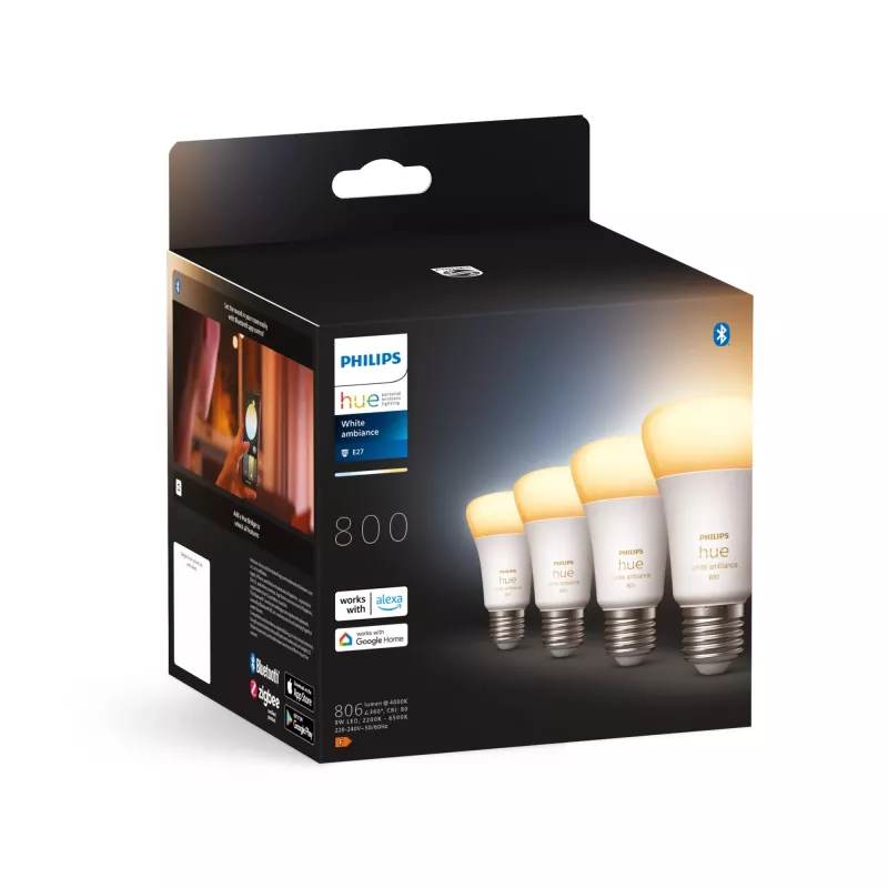 Išmanioji lemputė „Philips Hue White ambience“ 4 vnt. rinkinys E27 Bluetooth Zigbee