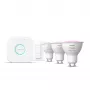Philips Hue White and colour ambience Starter kit: 3 GU10 išmanieji prožektoriai + pritemdymo jungiklis