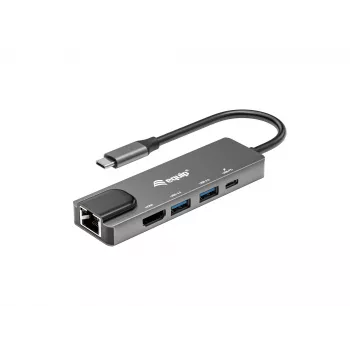 Equip USB-C 5-in-1 daugiafunkcis adapteris, HDMI, Gigabit LAN, USB 3.2 Gen1, 100W USB PD