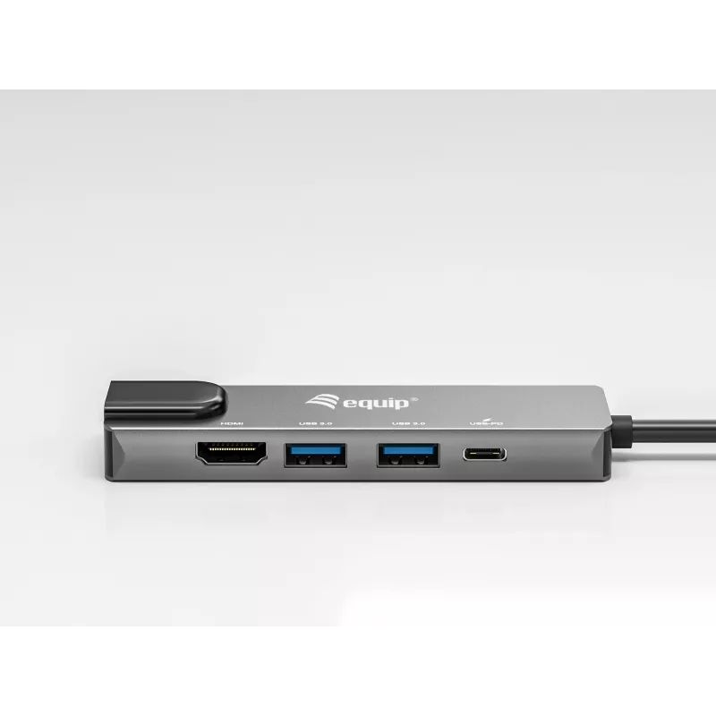 Equip USB-C 5-in-1 daugiafunkcis adapteris, HDMI, Gigabit LAN, USB 3.2 Gen1, 100W USB PD