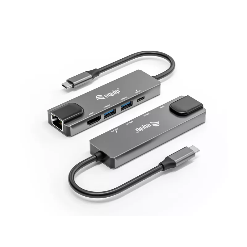 Equip USB-C 5-in-1 daugiafunkcis adapteris, HDMI, Gigabit LAN, USB 3.2 Gen1, 100W USB PD