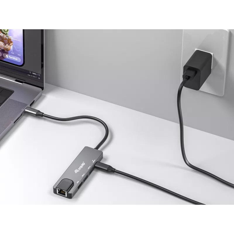 Equip USB-C 5-in-1 daugiafunkcis adapteris, HDMI, Gigabit LAN, USB 3.2 Gen1, 100W USB PD