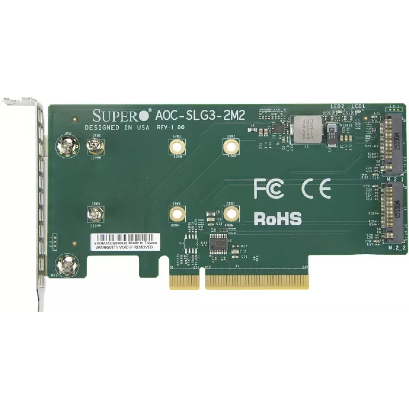 SUPERMICRO Low Profile PCI-E Riser Card, palaiko 2x M2 modulį (AOC-SLG3-2M2-O)