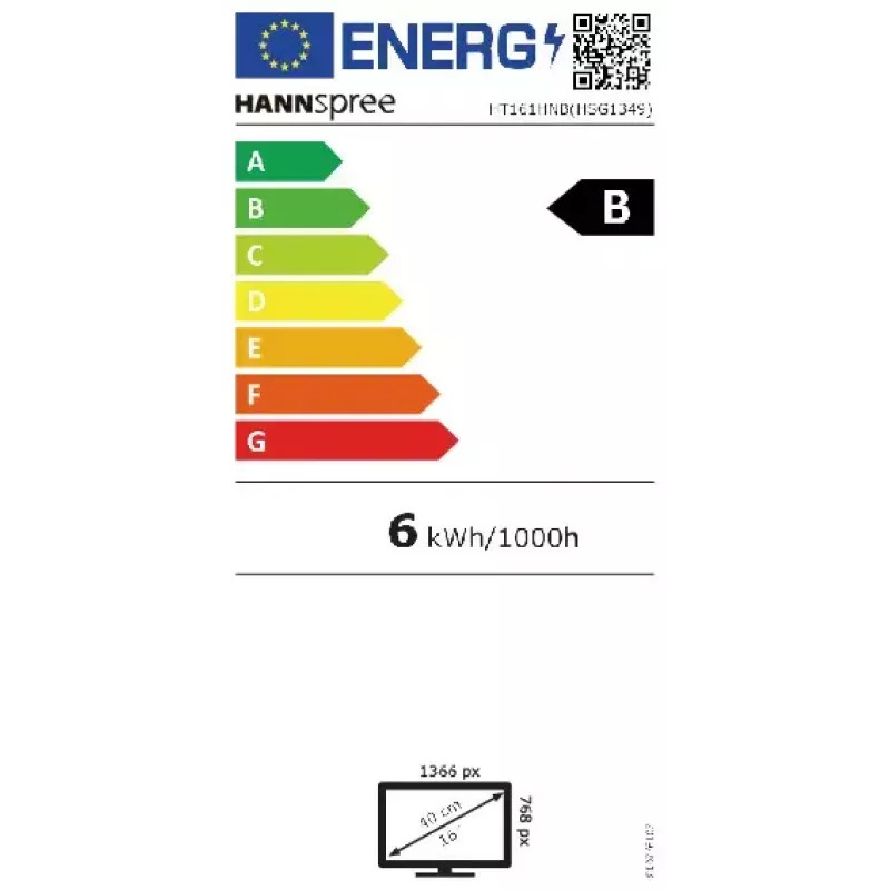 Hannspree HT161HNB kompiuterio monitorius 39,6 cm (15,6 colio) 1366 x 768 pikselių HD LED jutiklinis ekranas Stalviršinis Juodas