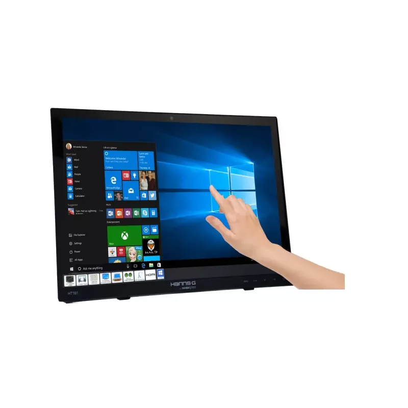Hannspree HT161HNB kompiuterio monitorius 39,6 cm (15,6 colio) 1366 x 768 pikselių HD LED jutiklinis ekranas Stalviršinis Juodas