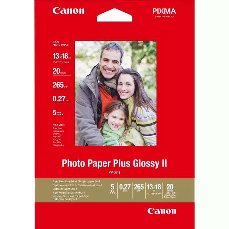 Canon PP-201 Glossy II Photo Paper Plus 5x7 colio - 20 lapų