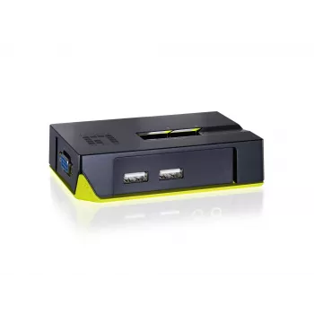 LevelOne 2 prievadų USB VGA KVM jungiklis, 2048 x 1536 pikseliai, juoda, žalia