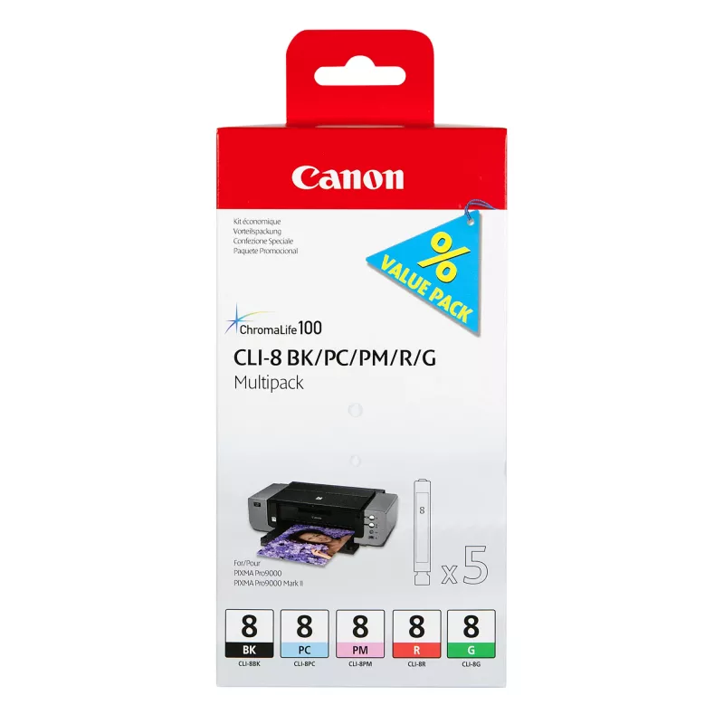 Kasetė Canon Rašalo 0620B027 CLI-8 Daugialypė pakuotė BK PC PM R G