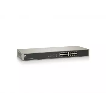 LevelOne 16 prievadų gigabitinis komutatorius, nevaldomas, Gigabit Ethernet (10/100/1000), dvipusis ryšys, montavimas stelaže