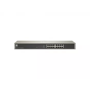 LevelOne 16 prievadų gigabitinis komutatorius, nevaldomas, Gigabit Ethernet (10/100/1000), dvipusis ryšys, montavimas stelaže