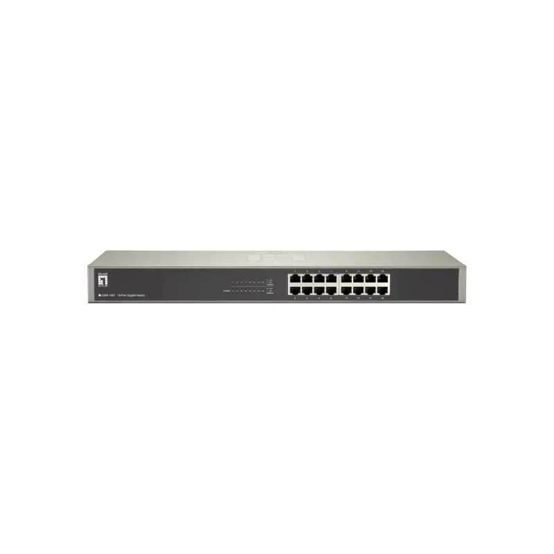 LevelOne 16 prievadų gigabitinis komutatorius, nevaldomas, Gigabit Ethernet (10/100/1000), dvipusis ryšys, montavimas stelaže