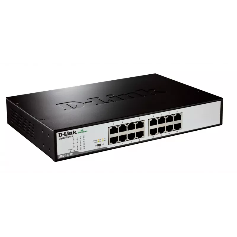 D-Link DGS-1016D/E tinklo jungiklis Nevaldomas Juodas, Metalinis