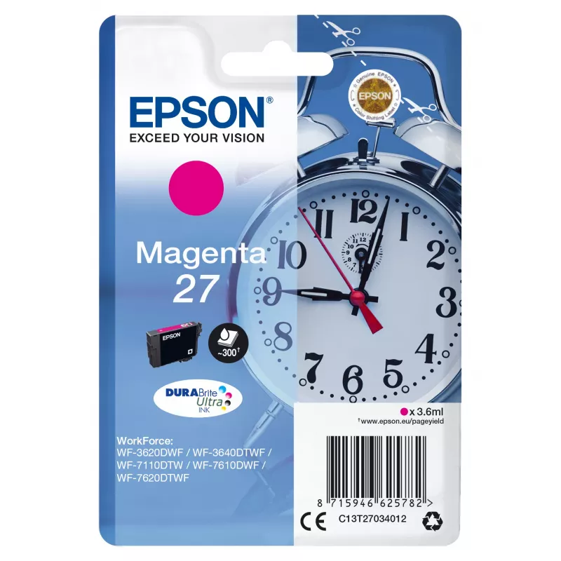 Epson Žadintuvas Vienos pakuotės Rausvai raudonas 27 DURABrite Ultra Rašalas