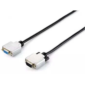 Equip HD15 VGA ilginimo laidas, 3 m, VGA (D-Sub), VGA (D-Sub), Kištukas, Lizdas, Juoda, Sidabrinė