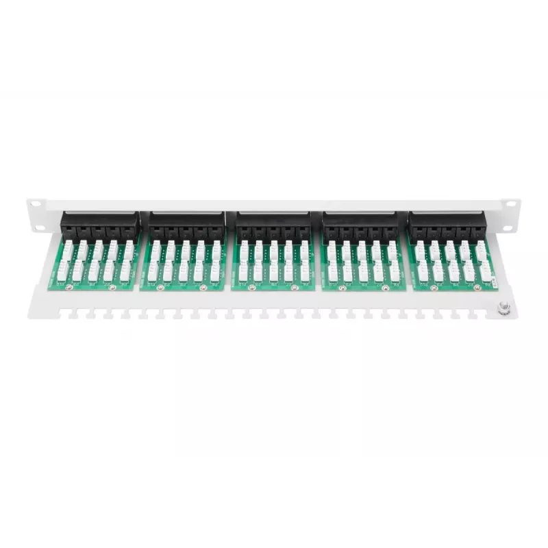 DIGITUS CAT 3 ISDN pataisų skydas, neekranuotas 50 prievadų RJ45, 8P4C, LSA, 1U, montuojamas stove, spalva pilka RAL 7035