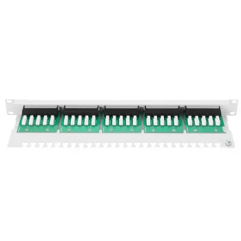 DIGITUS CAT 3 ISDN pataisų skydas, neekranuotas 25 prievadų RJ45, 8P4C, LSA, 1U, montuojamas į stovą, spalva pilka RAL 7035