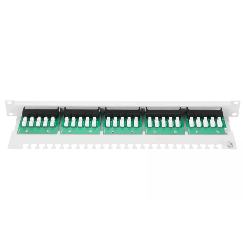 DIGITUS CAT 3 ISDN pataisų skydas, neekranuotas 25 prievadų RJ45, 8P4C, LSA, 1U, montuojamas į stovą, spalva pilka RAL 7035