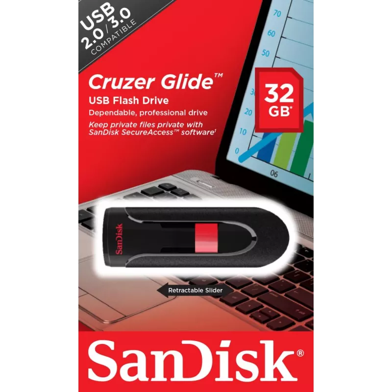 WESTERN DIGITAL SanDisk Cruzer Glide - 32GB USB atmintinė - USB 2.0