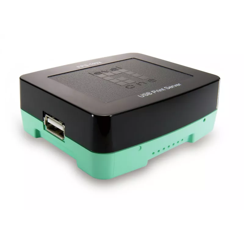 LevelOne USB spausdinimo serveris, juoda, žalia, aktyvumas, ryšys, maitinimas, būsena, Taivanas, Ethernet LAN, IEEE 802.3, IEEE 802.3u, 10,100 Mbit/s
