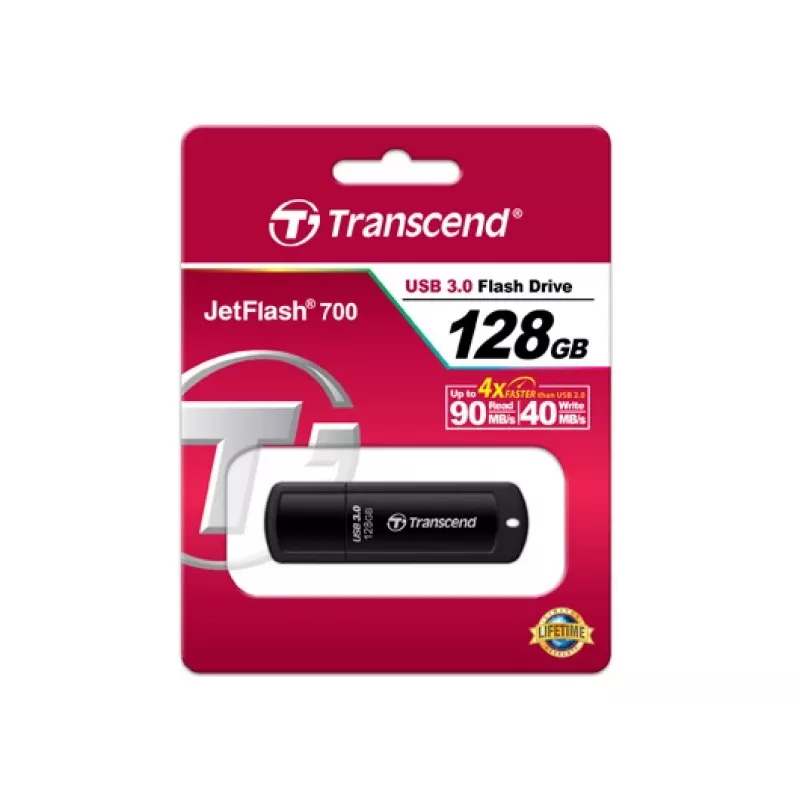 TRANSCEND Jetflash 700 - 128 GB USB atmintinė - USB 3.0 - juoda